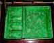 Vintage Chinese Shanghai China Rosewood Brass Carved Jade Jewelry Box Boxes photo 6