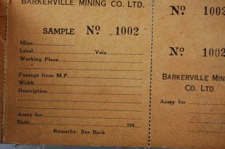 Historical Gold Mining Ephemera Barkerville Mining Co Ltd Sample Assay Booklet photo
