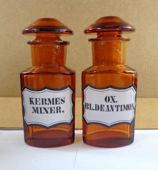 A Miniature Pharmacy Bottles In Amber Color,  1920 ' S photo