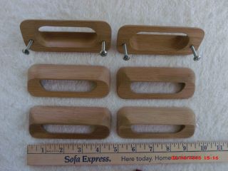 One Oak Wood Drawer Pull Handle With Screws photo
