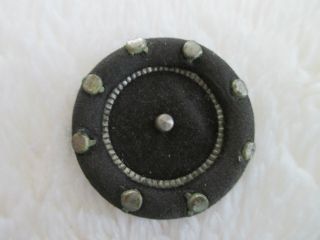 Antique Old Black Leather With Tin? Studs Tight - Top Metal Shank Button 1 - 1/8 