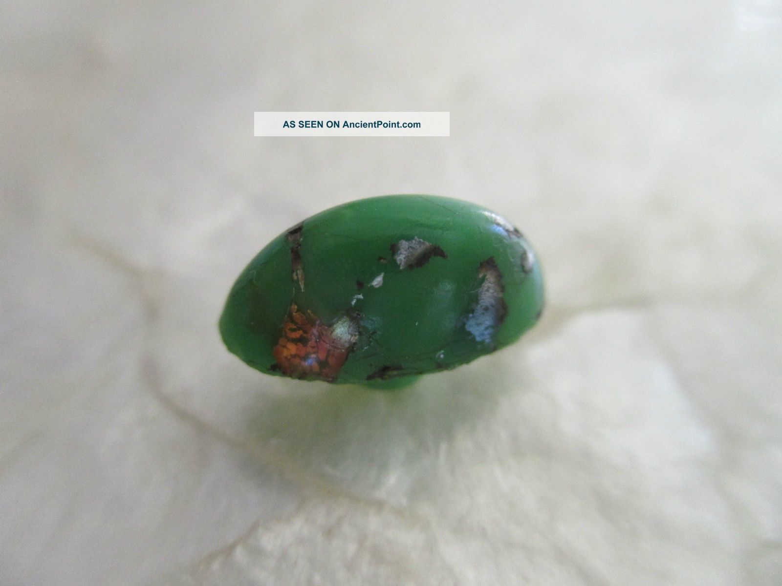 Antique Leo Popper Silver Peach Blue Overlay Opaque Jade Green Art Glass Button Buttons photo