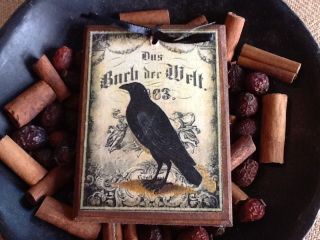 5 Wood Black Crow Ornaments/raven Gift/hang Tags/bowl Fillers/crow Ornies Set5cc photo