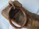 Antique Ottoman Hand Made Wagon Tar Grease Horn W Hand Forged Iron Bands & Ring Primitives photo 2