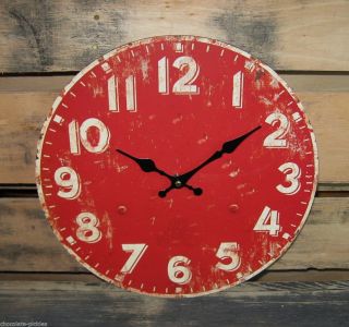 Barn Red Wall Clock Vintage School Farmhouse Style Primitive/french Country photo