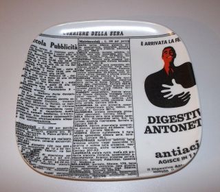 Digestivo Antonetto Piero Fornasetti Newspaper Ashtray 1960 Ca.  Armando Testa photo