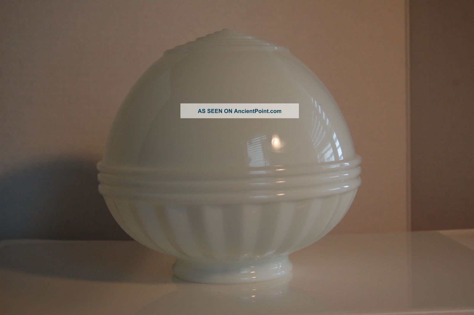 Large Art Deco White Milk Glass Ceiling Fixture Light Cover 8 