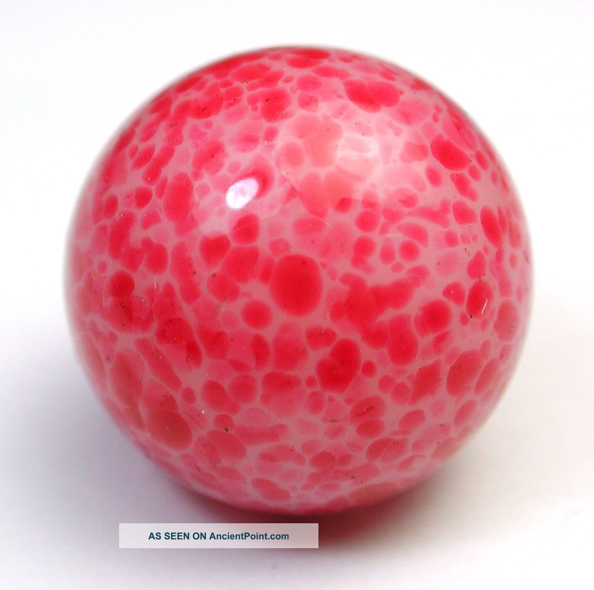Antique Glass Ball Button Red Speckle Over Cream Design Buttons photo