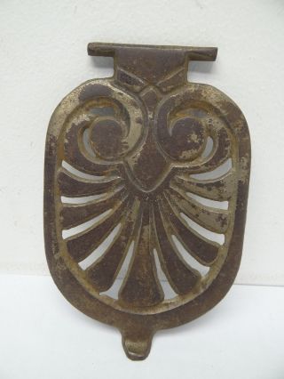Antique Old Brown Metal Iron Woodstove Cover Grate Hardware Stove Part photo