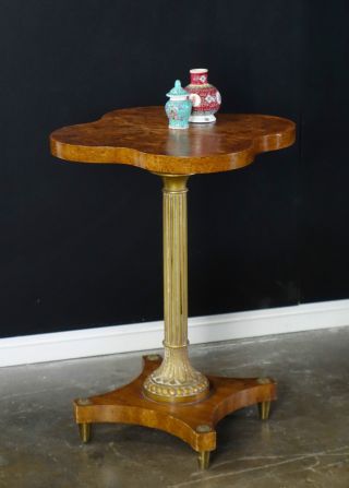 Vintage Weiman Burled Wood Pedestal Side Table photo