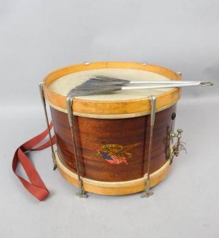 Estate Found Ludwig Wwi Era American Flag Eagle Cadet Scout Marching Snare Drum photo