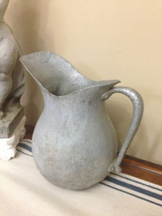 Antique Large Handmade Pewter? Ale House Table Pitcher English American Shabby photo