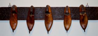 Antique Industrial Salvaged Cobbler Wood Shoe Mold; Coat Hat Rack Wall Mount Art photo