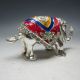 Old China Handwork Miao Silver & Cloisonne Carved Elephant Statue Other photo 2