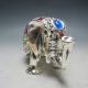 Old China Handwork Miao Silver & Cloisonne Carved Elephant Statue Other photo 3