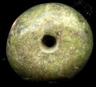 Pre - Columbian Aztec Drilled Serpentine Bead: Ca:300 Bc - 500 Ad photo