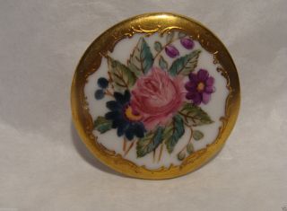 Stunning Antique Hand Painted Porcelain/china Button Floral Lush Gilt photo