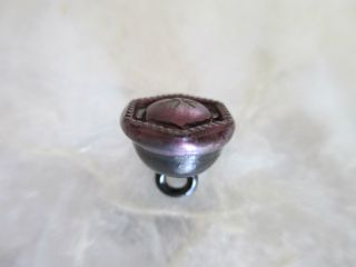 Antique Purple Tint Metal Center Hexagon Black Steel Cup Waistcoat Button 7/16 