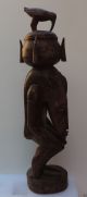 Rare Old African Carved Wood Senufo Tribal Statue,  Man With Ritual Dancing Mask. Sculptures & Statues photo 1