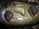 Old Antique Vintage African Mask Hand Carved Wood Brass Engraved Decor - Masks photo 3