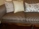 Wooden Claw Foot Shallow Queen Anne Camel Back Pinstriped Couch Post-1950 photo 1
