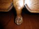 Wooden Claw Foot Shallow Queen Anne Camel Back Pinstriped Couch Post-1950 photo 2