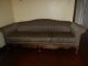 Wooden Claw Foot Shallow Queen Anne Camel Back Pinstriped Couch Post-1950 photo 5