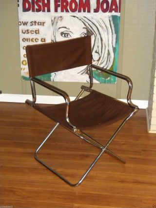 Vintage 1960 ' S Mcm Milo Baughman Style Chrome Folding Campaign Directors Chair photo
