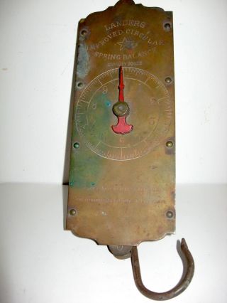 Vintage Landers Improved Circular Brass Scale.  30 Lb. photo
