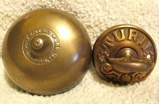 Antique Brass Turn Key Doorbell Patented April 14,  1891 photo