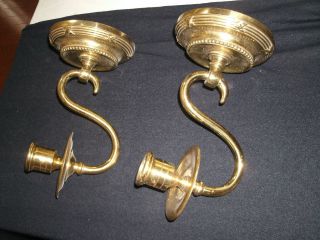 Antique Pair Brass Sconces photo