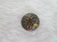 Antique Red Green Blue Yellow Enameled Gilt Brass Dome Button 7/16 