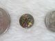 Antique Red Green Blue Yellow Enameled Gilt Brass Dome Button 7/16 
