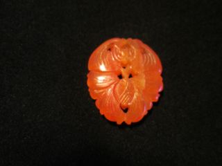 Chinese Orange Striped Agate Carving Bat On Lotus Blossom Detailed photo