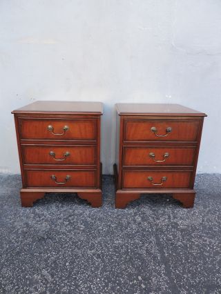 Vintage Mahogany Inlaid Nightstands / End Tables 6414a photo