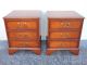 Vintage Mahogany Inlaid Nightstands / End Tables 6414a Post-1950 photo 5