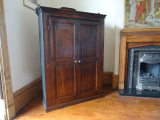 19thc Victorian Shabby Chic Solid Oak Country House Keepers Cupboard Cabinet photo