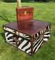 Handmade Vintage Old Leather Campaign Trunks Sofa Side Tables 1900-1950 photo 10