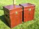 Handmade Vintage Old Leather Campaign Trunks Sofa Side Tables 1900-1950 photo 2