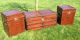 Handmade Vintage Old Leather Campaign Trunks Sofa Side Tables 1900-1950 photo 3