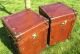 Handmade Vintage Old Leather Campaign Trunks Sofa Side Tables 1900-1950 photo 4