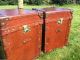 Handmade Vintage Old Leather Campaign Trunks Sofa Side Tables 1900-1950 photo 5