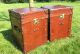 Handmade Vintage Old Leather Campaign Trunks Sofa Side Tables 1900-1950 photo 6