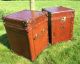 Handmade Vintage Old Leather Campaign Trunks Sofa Side Tables 1900-1950 photo 8