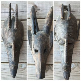 3 Antique Wood African Marka Tribe Masks - Mali - Ceremonial photo