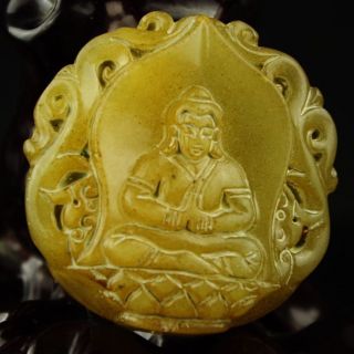 Chinese Natural Old Jade Hand Carved Pendant Statue Of Buddha Y02 photo