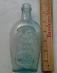 Antique Pittsburgh Glass Bottle Pikes Peak Eagle Aqua Blue Whiskey Flask Bottles photo 1
