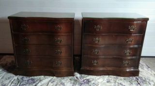 2 Vintage Kinkade? Night Stands/ Chest Of Drawers/ End Tables W/ Glass Tops photo