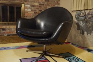 Mid Century Modern Black Overman Lounge Chair Vintage Eames Era photo