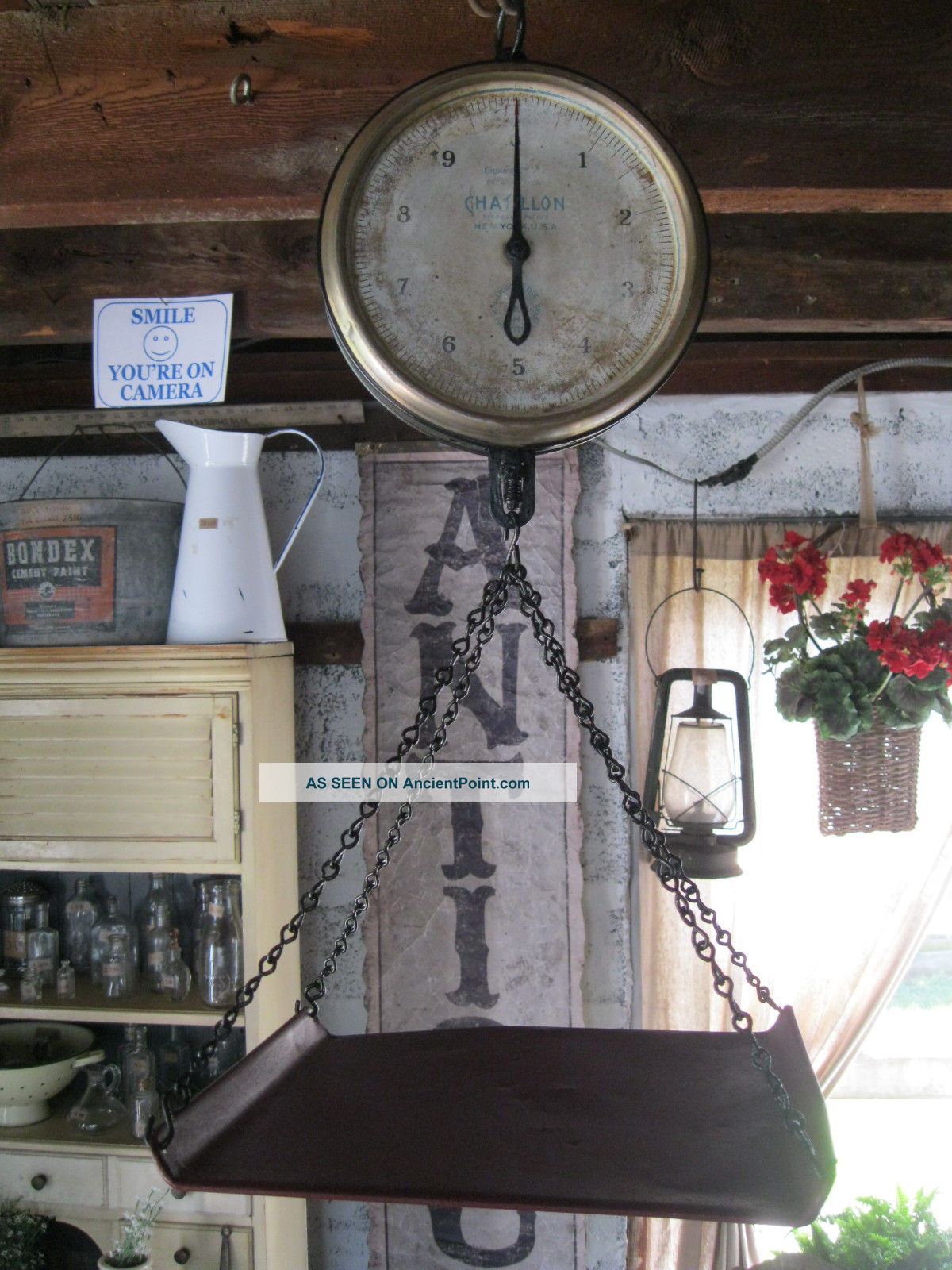 Vintage Antique Chatillon Hanging Store Scale Scales photo